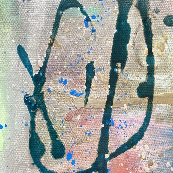 Scripting 4 - Original Wall Art Liquid Oil Paint & Marker Signed Painting 6”x8” - Picture 3 of 10